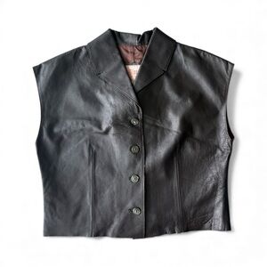 Vintage Tijuca Vera Pelle Elegant Dark Brown Leather Women's Vest Size Small